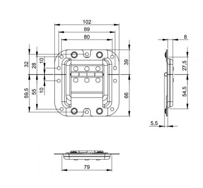 Adam Hall Hardware 27095 Підставка для кришки з вбудованою петлею в чашу
