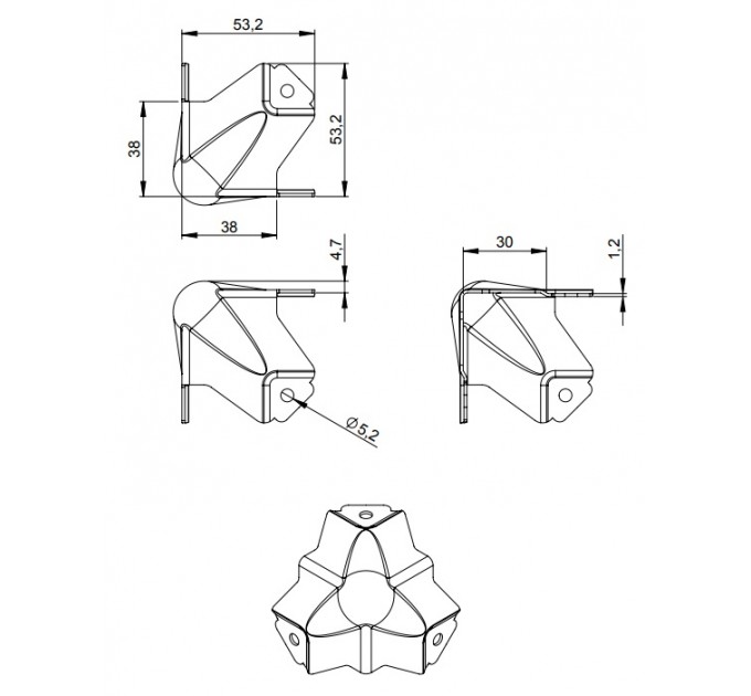 Adam Hall Hardware 4119 М'яч Куточок середній трилапий колінчастий 30 мм