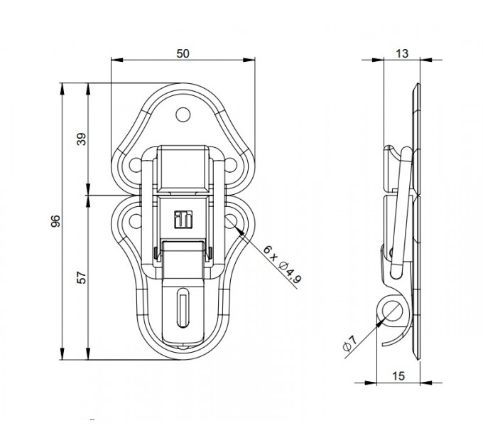 Adam Hall Hardware 1602 BLK Середній накладний замок KTL, чорний