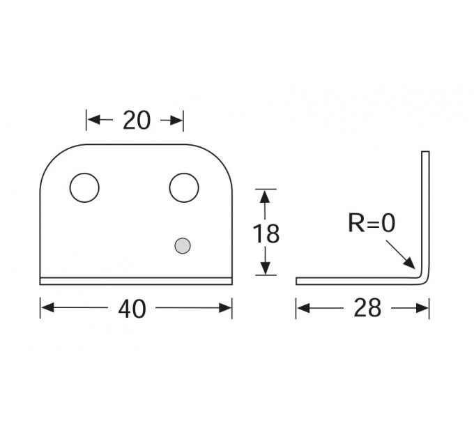 Adam Hall Hardware 4043 Кутова скоба 40 х 28 з виступом