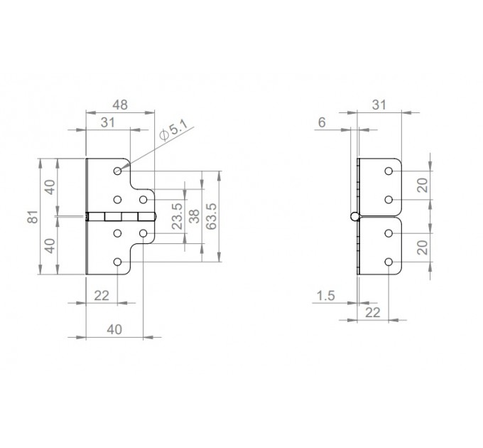 Adam Hall Hardware 2643 Петля з оцинкованої сталі, ширина 48 мм