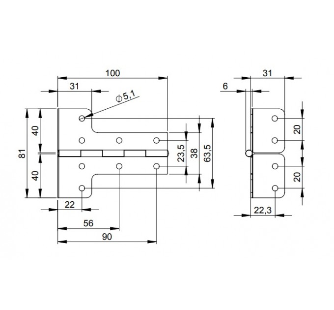 Adam Hall Hardware 2640 Г-подібна петля Сталева оцинкована