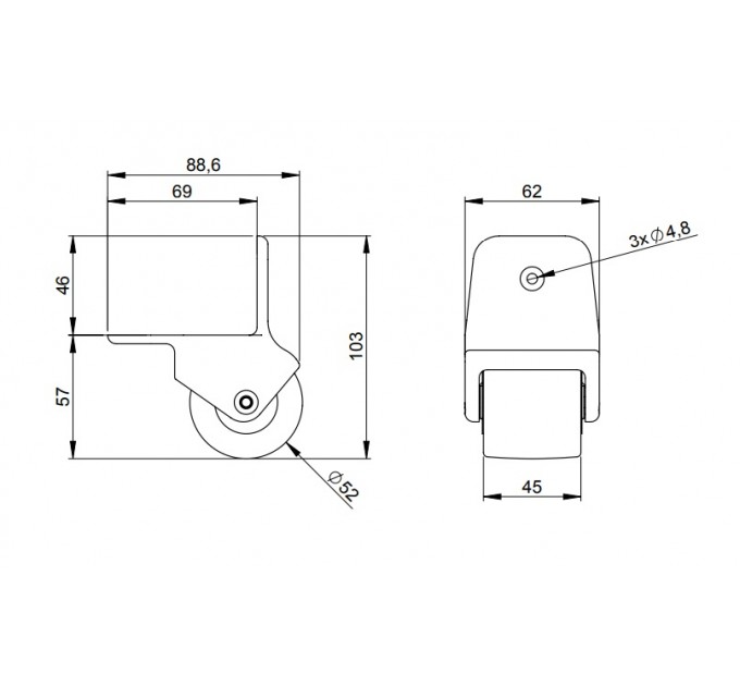 Adam Hall Hardware 3780 Ролик Edge 50 мм у нейлоновому корпусі