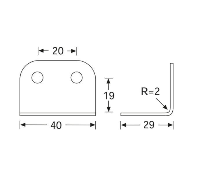 Adam Hall Hardware 40432 - L-куточок великий оцинкований 40 x 29