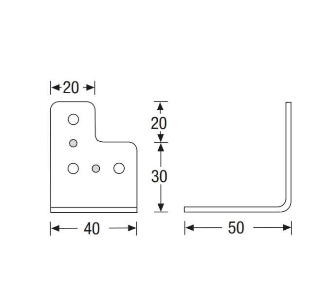 Adam Hall Hardware 4044 L-образный уголок 40×50 мм, 6 отверстий