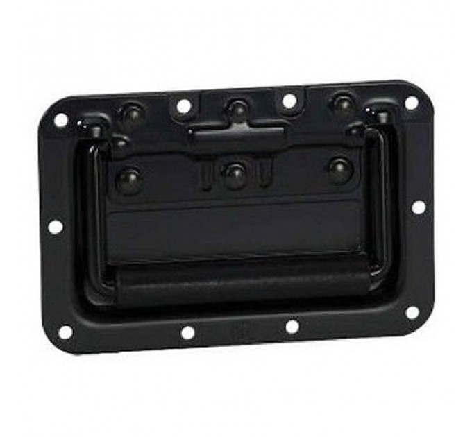 Adam Hall Hardware 34082 BLK Поглиблена пружинна ручка середнього розміру в чашці з чорним порошковим покриттям глибиною 8 мм