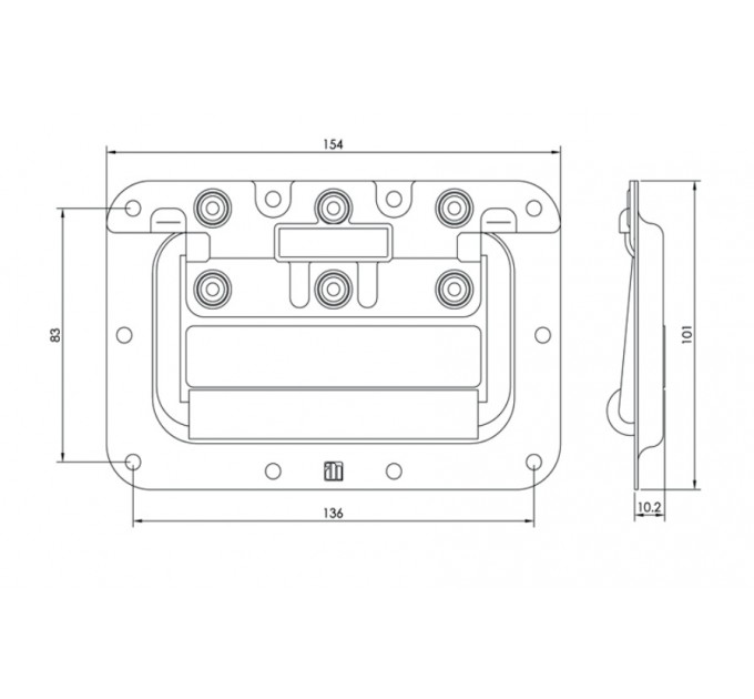 Adam Hall Hardware 34082 BLK Поглиблена пружинна ручка середнього розміру в чашці з чорним порошковим покриттям глибиною 8 мм
