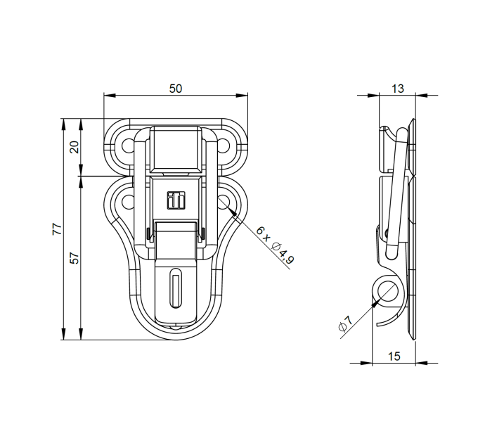 Adam Hall Hardware 16021 Большая защелка под навесной замок 50×78 мм, оцинкованная